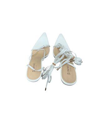 Simmi London White Lace Up Heels Pointed Toe Strappy Sandals Minimalist Women’s
